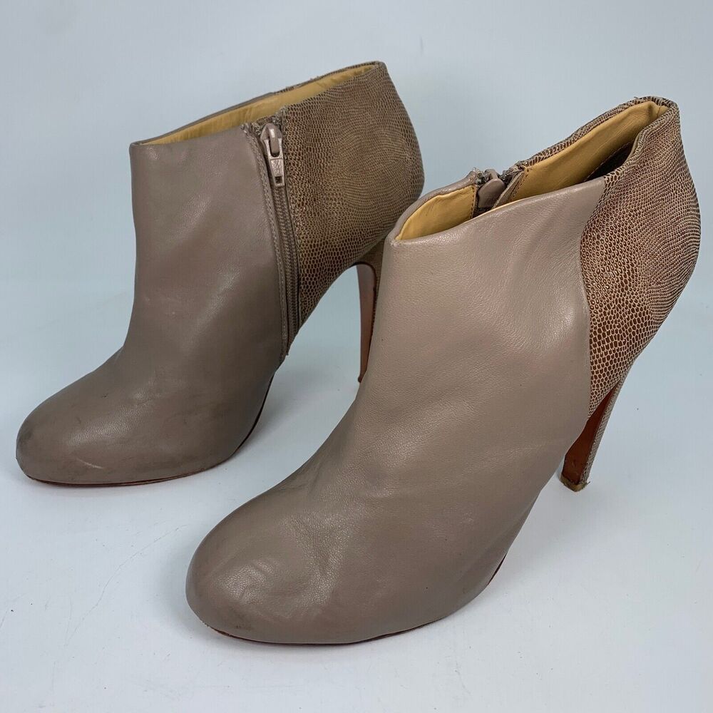 Badgley Mischka Womens 10 Zip Ankle Boots Booties Boho Stiletto Pin Up Leather